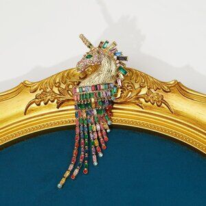 Spectacular Vintage-Inspired Equestrian Horse & Tassel Statement Brooch